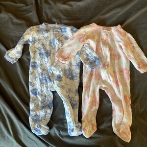 2 Kyle & Deena Flowered Footed Onesies